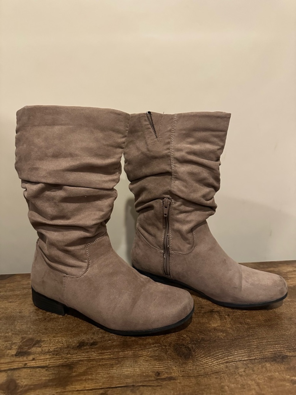 Women's Slouchy Mid-Calf Boots in Taupe East 5th Memory foam
